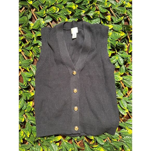 H&M Preppy Blue Rib-Knit Button-up Sweater Vest Size Small - Picture 5 of 6